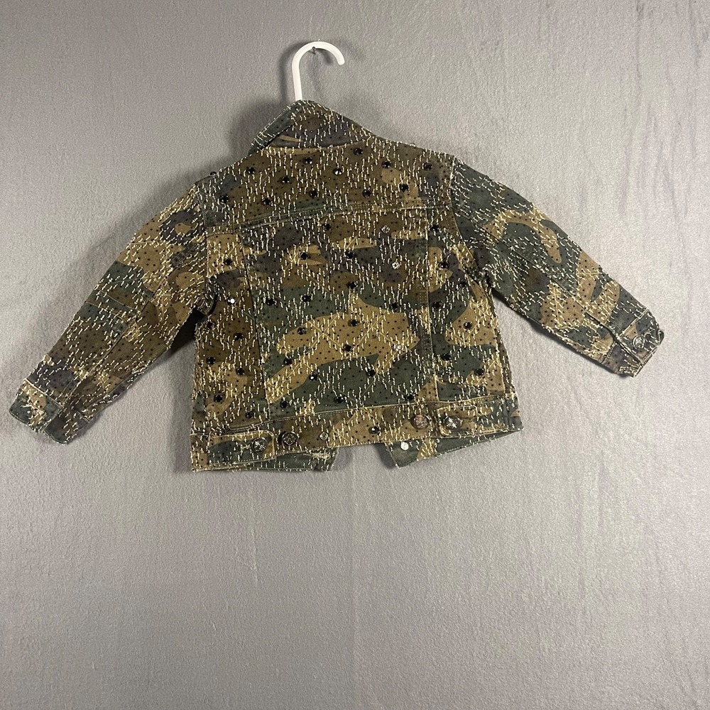 GUAPI Kids 3T Camo Distressed Rhinestone Crystal Denim Jacket Embellished - Picture 11 of 16